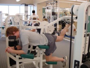 Hip and knee extension strength training exercises were used.