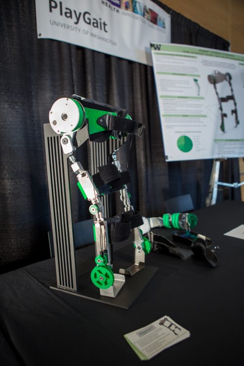 A pediatric exoskeleton, named PlayGait, is presented at the UW Business Plan Competition in May, 2017