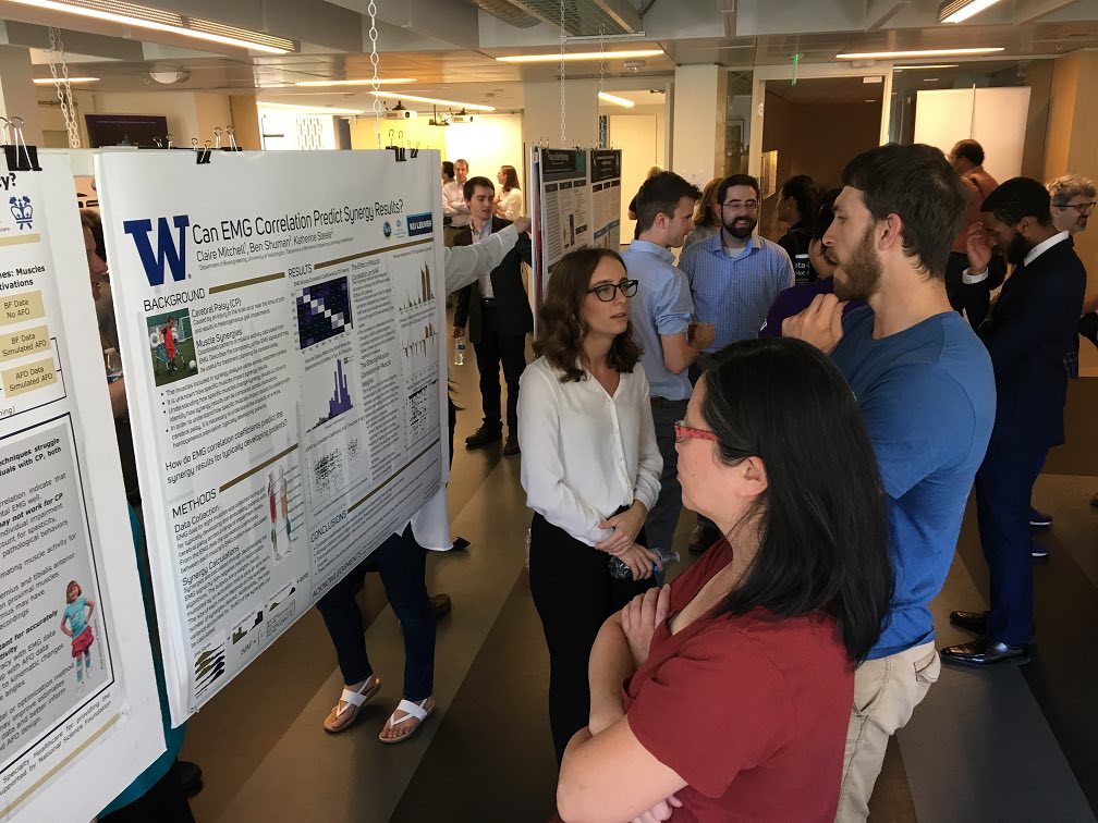 Claire Mitchell presents her poster at the Center for Sensorimotor Neural Engineering